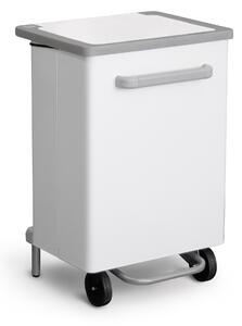 Pattumiera Per Raccolta Differenziata 47x37xh70 cm In Acciaio Verniciato a Pedale Bianco