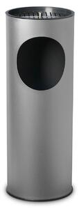 Pattumiera Gettacarte Ø24,3xh66,5 cm con Posacenere In Acciaio Verniciato Grigio
