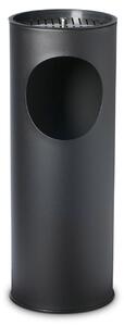 Pattumiera Gettacarte Ø24,3xh66,5 cm con Posacenere In Acciaio Verniciato Nero
