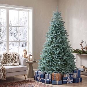 Costway Albero di natale artificiale con base in metallo pieghevole per casa e ufficio blu-verde, Decorazione natalizia con punte di rami foglie in pe e pvc 183 cm