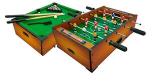 Tavolo Multi Gioco 2 in 1 51x31x15 cm Calciobalilla Biliardo Marrone Chiaro