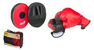 Set da Boxe Guantoni e Guantoni e Paracolpi Rosso Nero
