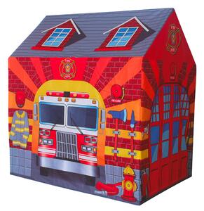 Tenda da Gioco per Bambini 95x72x105 cm Struttura in Plastica Tubolare Pompieri Rosso