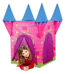 Tenda da Gioco per Bambini 110x110x132 cm Struttura in Plastica Tubolare Con 2 Torri Rosa