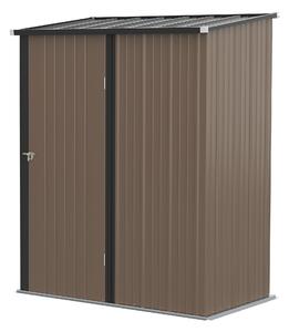 Casetta Box da Giardino 161,5x94,5x196 cm Porta Attrezzi con Catenaccio in Acciaio Marrone
