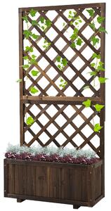 Fioriera da Giardino con Traliccio 72,5x31,5x149,5 cm in Legno di Abete Carbonizzato