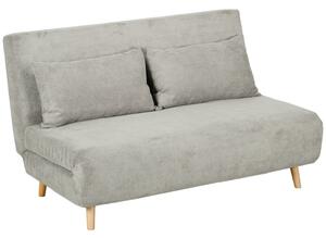 Divano Letto Matrimoniale 3 Posti 141x90x81 cm in Tessuto Effetto Lino Grigio