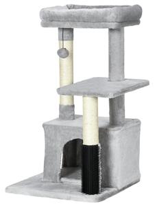 Albero Tiragraffi 48x48x85 cm Rivestimento in Peluche Grigio chiaro