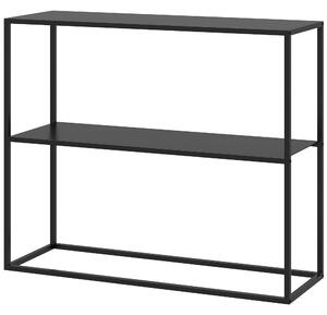 Consolle Fissa 2 Ripiani 90x30x75 cm in Acciaio Nero