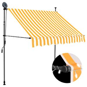 Tenda da Sole Retrattile Manuale LED 100 cm Bianca e Arancione