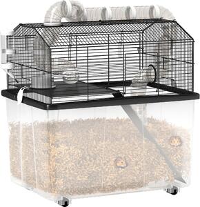 AllMyPets Gabbia per Criceti a 2 Piani con Ruote Tubi Ciotola Bottiglia e Rampa 58x43x57 cm colore Nero - K636BK