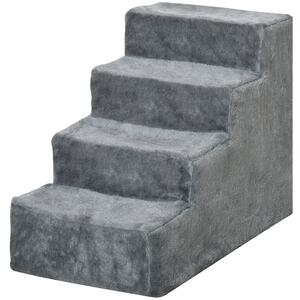 Scaletta per Cani 4 Gradini 60x35x44 cm in Flanella Sfoderabile e Truciolato Grigio chiaro