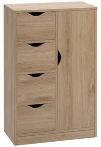 Mobile Bagno 4 Cassetti 1 Anta 54x29x83 cm in Truciolato Naturale