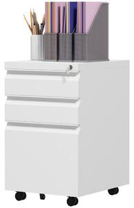Cassettiera Schedario 3 Cassetti da Udfficio 37x43,5x60 cm in Acciaio Bianco