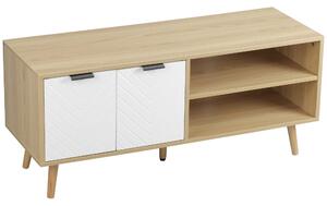 Mobile TV 46” Max 2 Ripiani 2 Ante 110x39x48,8 cm in Truciolato Bianco e Legno Naturale