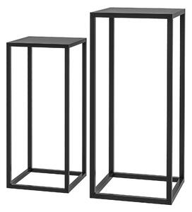 Set 2 Portapiante 25x25x58,5 cm e 31x31x65 cm in Acciaio Nero