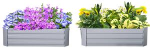 Set 2 Letti per Orto Rialzati 100x100x30 cm in Acciaio Grigio