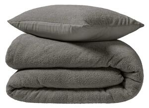 Set copripiumino e federa color antracite in micropile per letto matrimoniale ed esteso 240x220 cm Helena – douceur d'intérieur