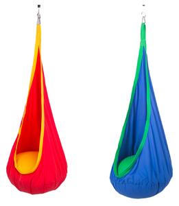 Altalena Amaca Nido da Soffitto Ø70x150 cm con Cuscino in Cotone Blu o Rosso