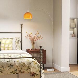 DecHome Lampada da Terra ad Arco con Interruttore a Pedale in Marmo Metallo e Plastica 26x90x180 cm colore Bianco/Arancione