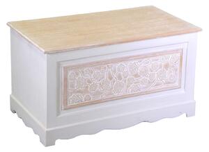 Baule Cassapanca Contenitore 80x45xh45 cm in Legno Crema