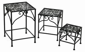 Set 3 Portapiante Quadrati per Giardino e Balcone in Metallo Jessica Nero