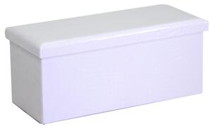 Baule Rettangolare 76x40xh41 cm in Similpelle Bianco