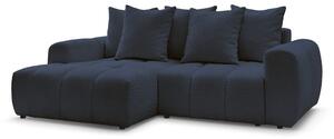 Divano angolare blu allungabile/con contenitore (con penisola a sinistra/con chaise lounge) con rivestimento in bouclé Roxelane – Bobochic Paris