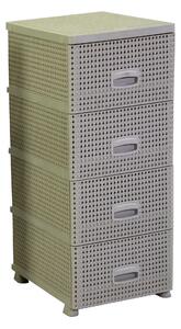 Cassettiera 4 Cassetti 43x36,8xh89,4 cm in Plastica Crema