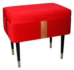 Panca Contenitore 50x35xh47 cm in Tessuto Velluto Rosso