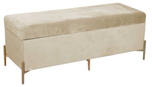 Panca Contenitore 115x40xh45 cm in Tessuto Velluto Crema