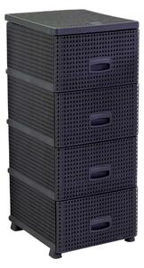 Cassettiera 4 Cassetti 43x36,8xh89,4 cm in Plastica Antracite