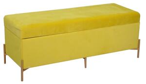 Panca Contenitore 115x40xh45 cm in Tessuto Velluto Giallo