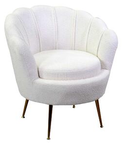 Poltrona Imbottita 73x72xh49/77 cm in Tessuto Velluto Tulipan Crema