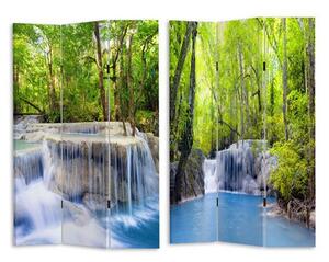 Paravento Separè 3 Pannelli 120,6x2,5xh180 cm Stampa Cascata Verde/Blu