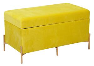 Panca Contenitore 78x40xh45 cm in Tessuto Velluto Giallo