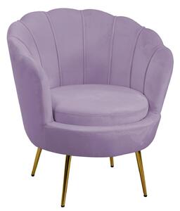 Poltrona Imbottita 73x72xh49/77 cm in Tessuto Velluto Tulipan Viola