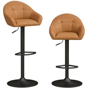 HOMCOM Set 2 Sgabelli da Bar Regolabili con Schienale, Marrone | Aosom Italy