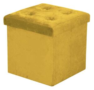 Pouf Contenitore Pieghevole 38x38xh38 cm in Velluto Giallo