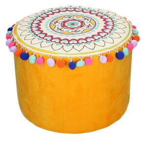 Pouf Tondo Ø40xh30 cm in Velluto Arancione