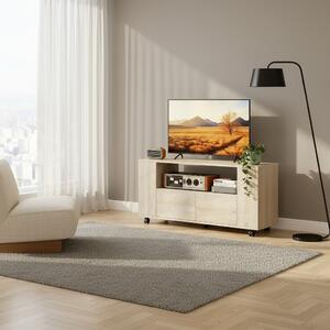 DecHome Mobile TV Moderno 4 Ante 1 Vano a Giorno Dimensioni 102x34,5x48,5 cm colore Legno