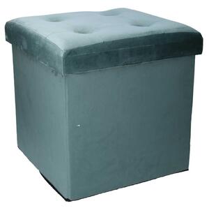 Pouf Contenitore Pieghevole 38x38xh38 cm in Velluto Verde Salvia