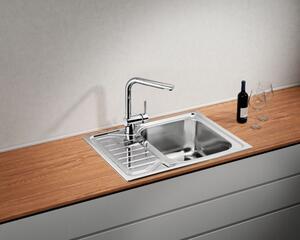 Set di lavelli da incasso Naber Nava 1 in acciaio inox con rubinetto da cucina Drive 1 cromato ad alta pressione