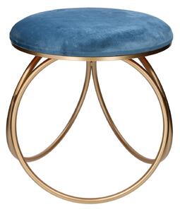 Pouf 44x42xh43 cm in Metallo e Velluto Blu Petrolio