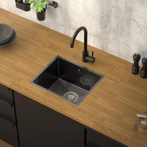 ML-Design lavello da cucina con scarico e troppopieno, antracite, in acciaio inox