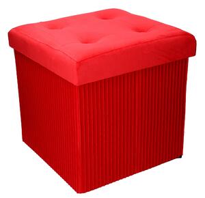 Pouf Contenitore Pieghevole 38x38xh38 cm in Velluto Rosso