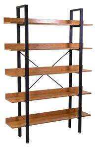 Libreria 5 ripiani 120x28xh171 cm in Metallo e Legno Achille Naturale