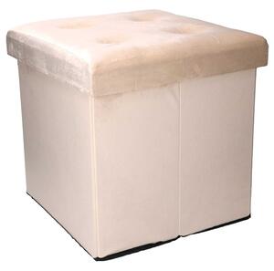Pouf Contenitore Pieghevole 38x38xh38 cm in Velluto Crema