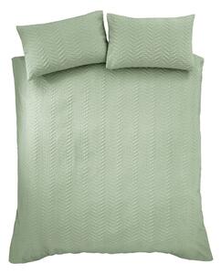 Set copripiumino e federa verde in crêpe per letto matrimoniale e per letto esteso 230x220 cm Heatset Wave – Catherine Lansfield