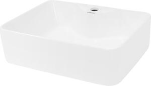 LuxeBath Lavabo Lavabo da appoggio, quadrato, 48x38x14 cm, bianco, Vetroceramica